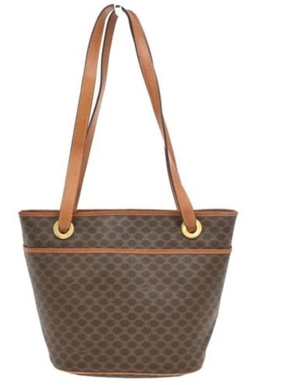 CELINE Logo Macadam Pattern Shoulder Tote Bag PVC Leather Brown Italy 62PA280
